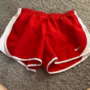 Nike Women's Red and White Athletic Shorts